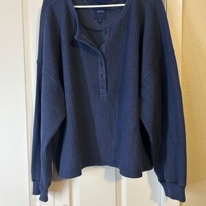 Aerie Dark Blue Henley Top